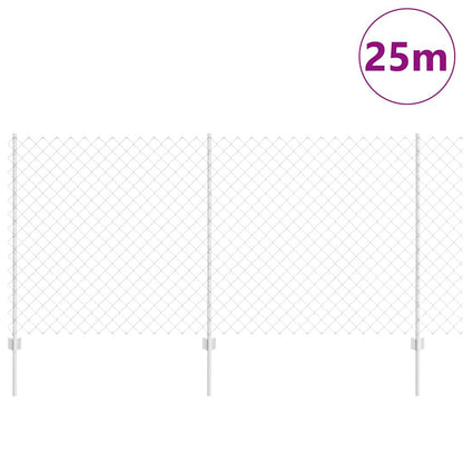 Zaun mit Pfosten Silber 1.2 x 25 m Stahl