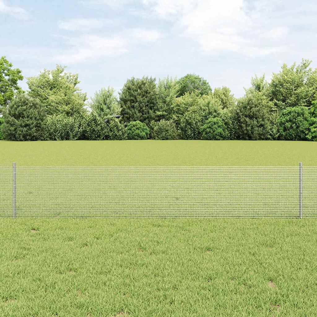 Zaun mit Pfosten Silber 0,4 x 10 m Stahl