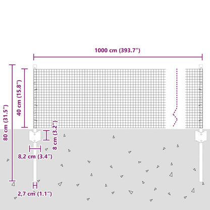 Zaun mit Pfosten Silber 0,4 x 10 m Stahl