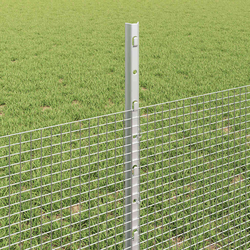Zaun mit Pfosten Silber 0,5 x 10 m Stahl
