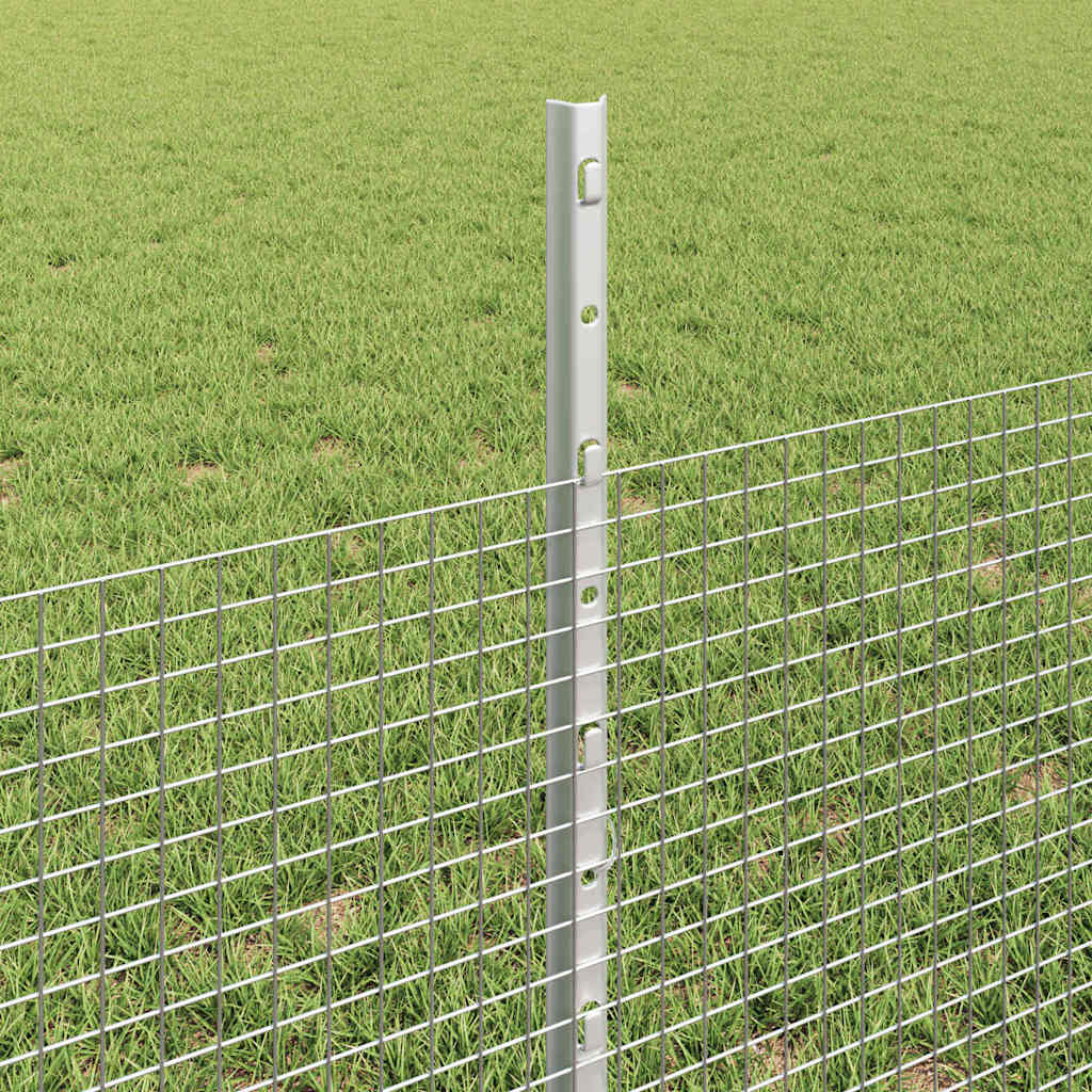 Zaun mit Pfosten Silber 0,5 x 10 m Stahl