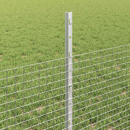 Zaun mit Pfosten Silber 0,5 x 10 m Stahl