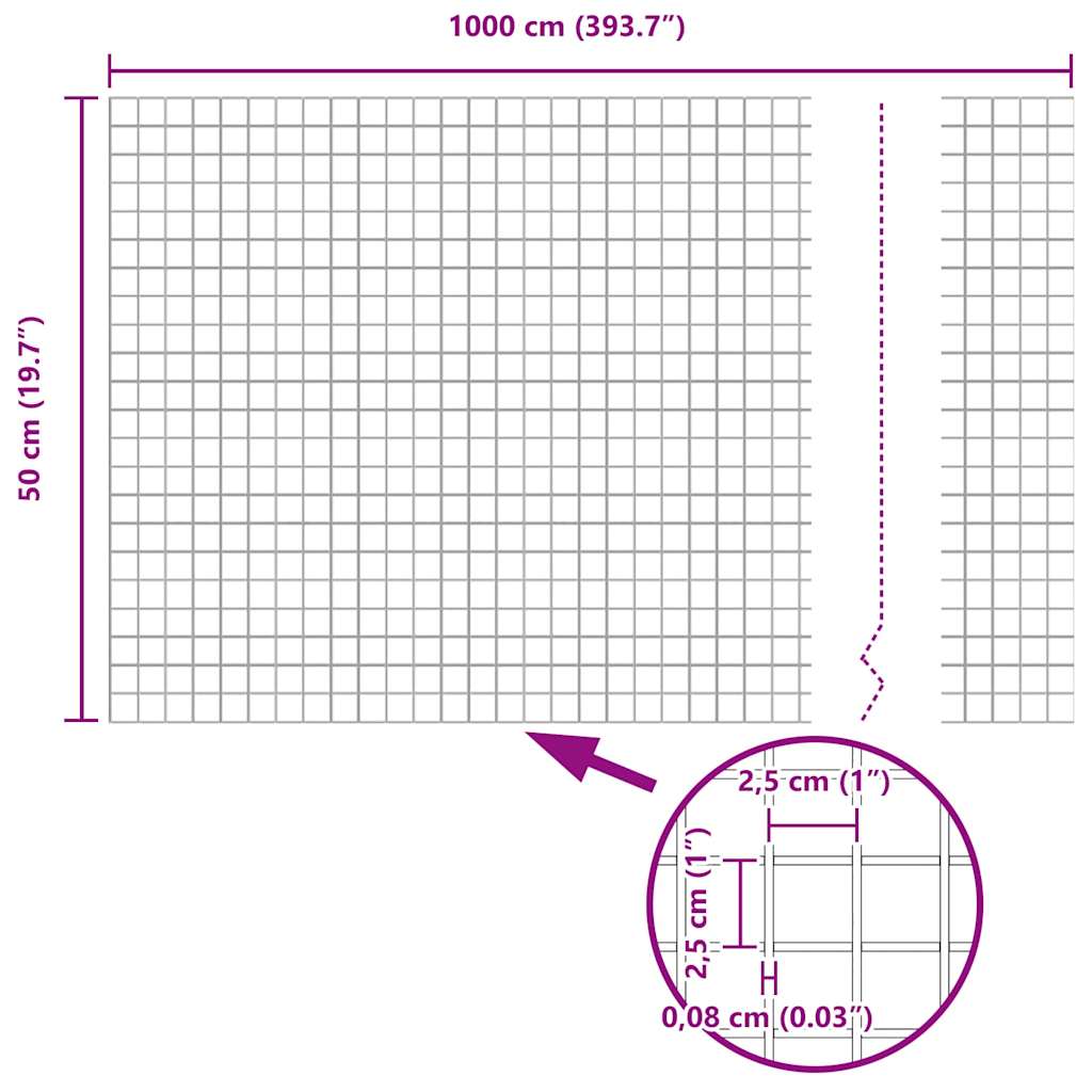 Zaun mit Pfosten Silber 0,5 x 10 m Stahl