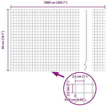 Zaun mit Pfosten Silber 0,5 x 10 m Stahl