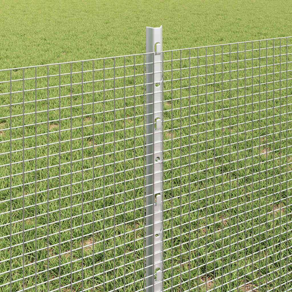 Zaun mit Pfosten Silber 0,6 x 10 m Stahl