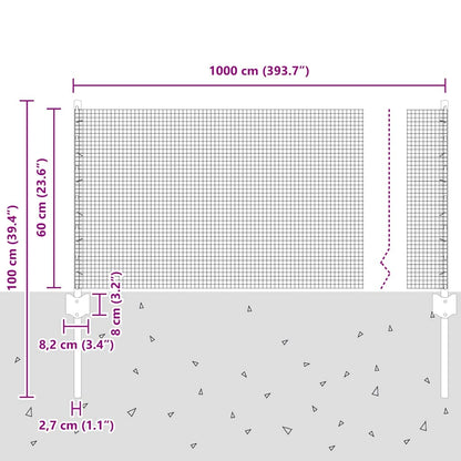 Zaun mit Pfosten Silber 0,6 x 10 m Stahl