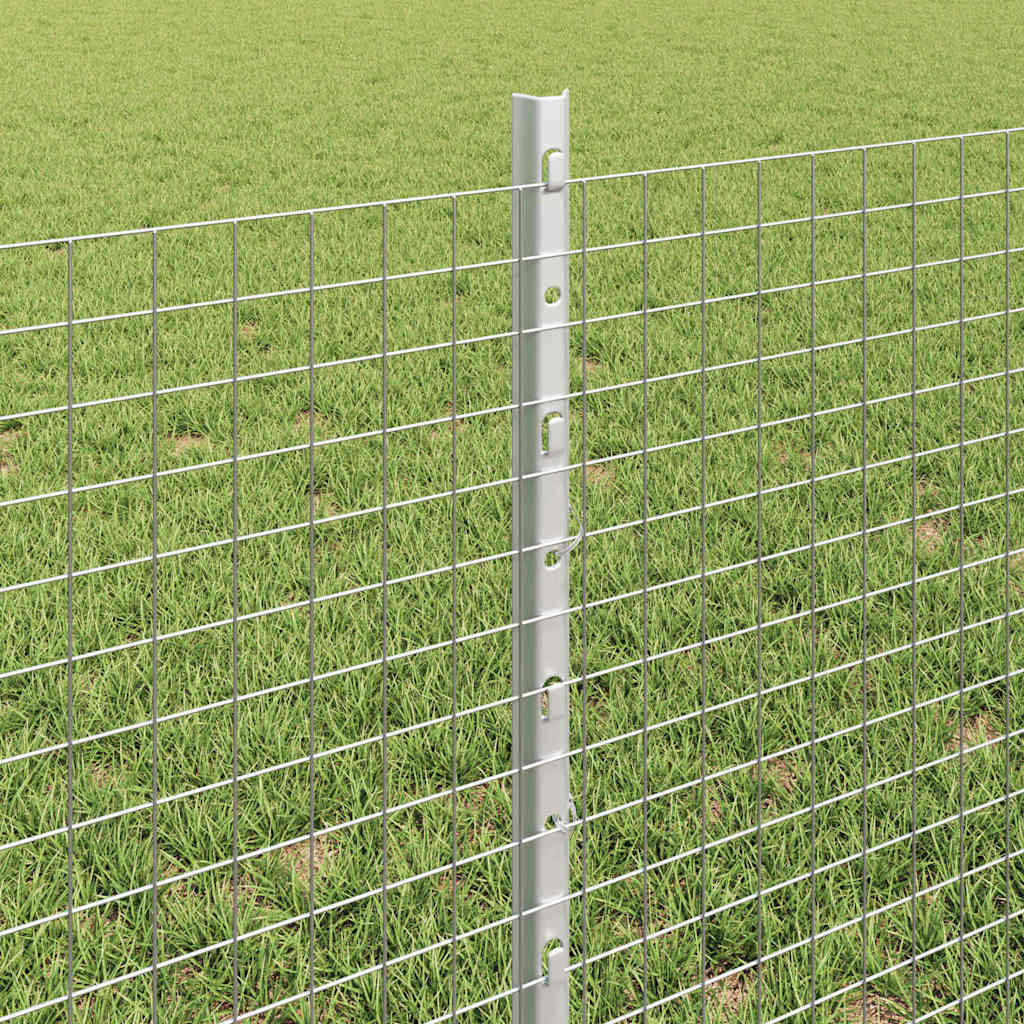 Zaun mit Pfosten Silber 0,6 x 10 m Stahl