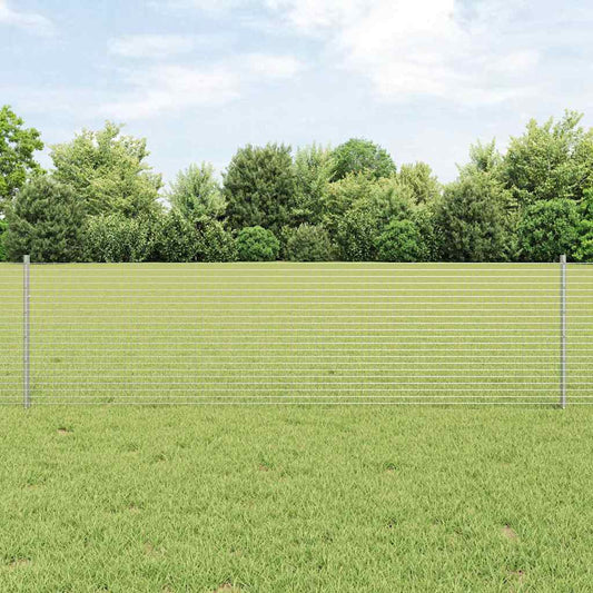 Zaun mit Pfosten Silber 0,6 x 10 m Stahl
