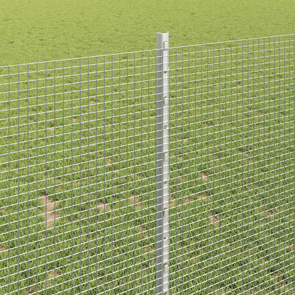 Zaun mit Pfosten Silber 1 x 10 m Stahl