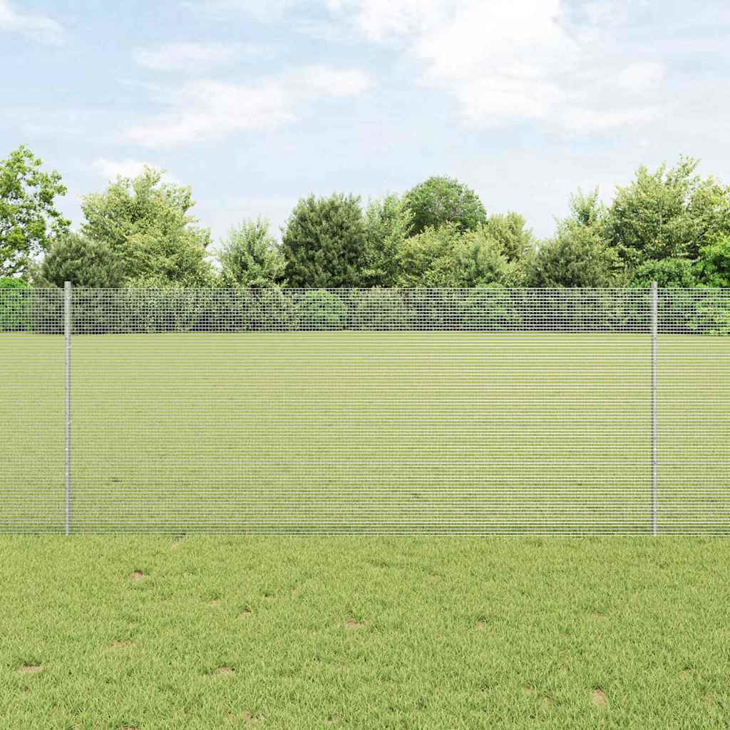 Zaun mit Pfosten Silber 1 x 10 m Stahl