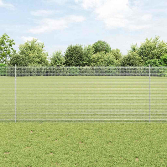 Zaun mit Pfosten Silber 1 x 10 m Stahl