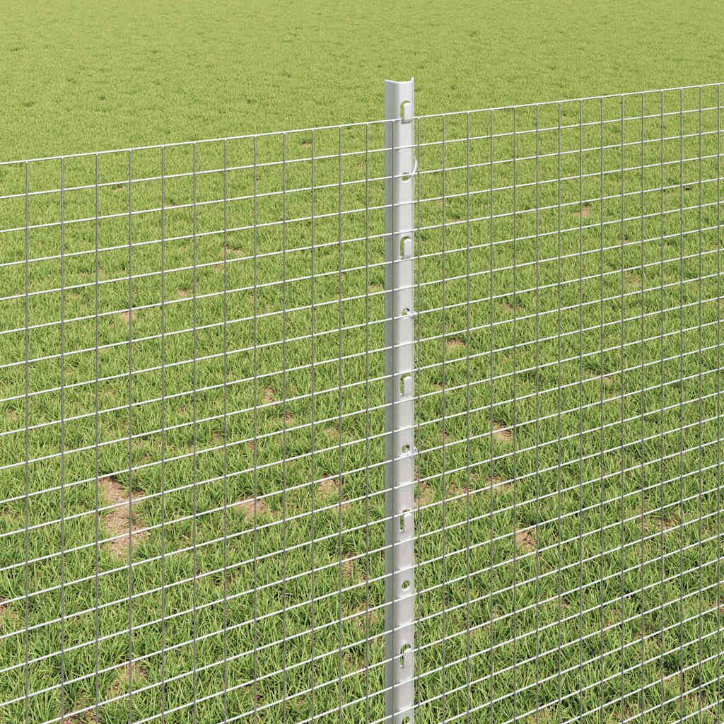 Zaun mit Pfosten Silber 1 x 10 m Stahl