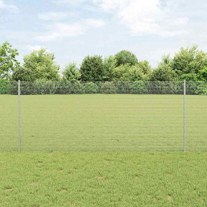 Zaun mit Pfosten Silber 1 x 10 m Stahl