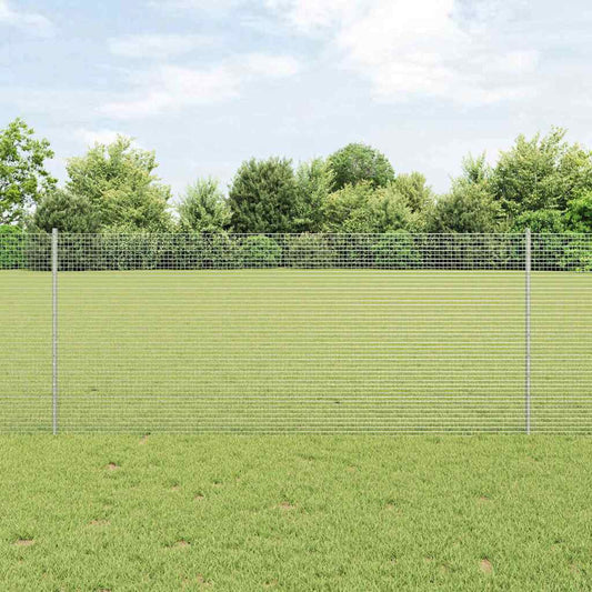 Zaun mit Pfosten Silber 1 x 10 m Stahl