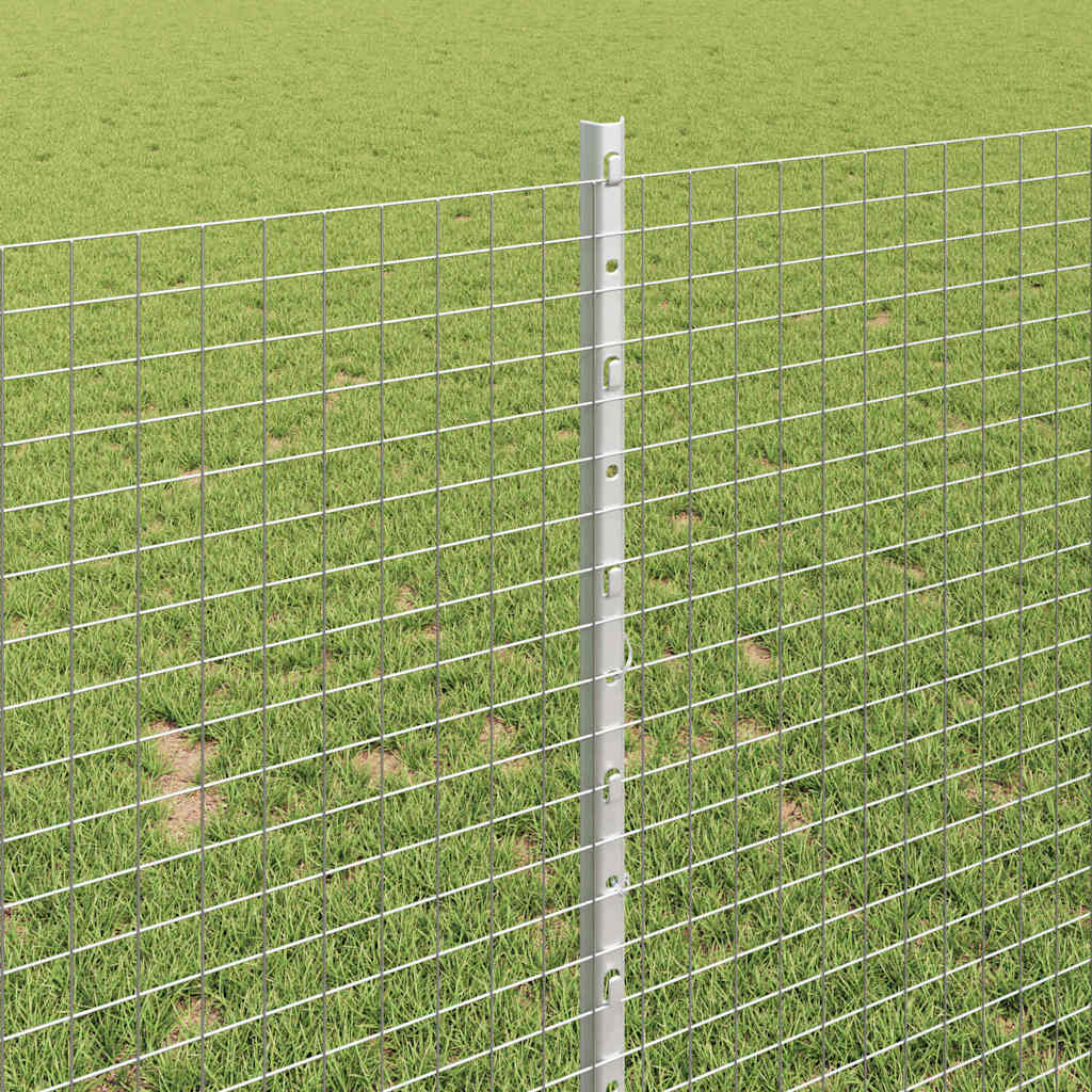 Zaun mit Pfosten Silber 1 x 10 m Stahl