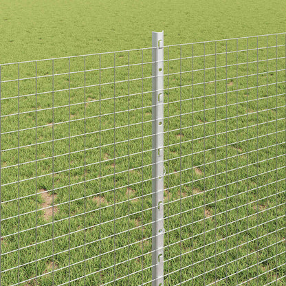 Zaun mit Pfosten Silber 1 x 10 m Stahl