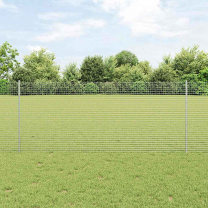 Zaun mit Pfosten Silber 1 x 10 m Stahl