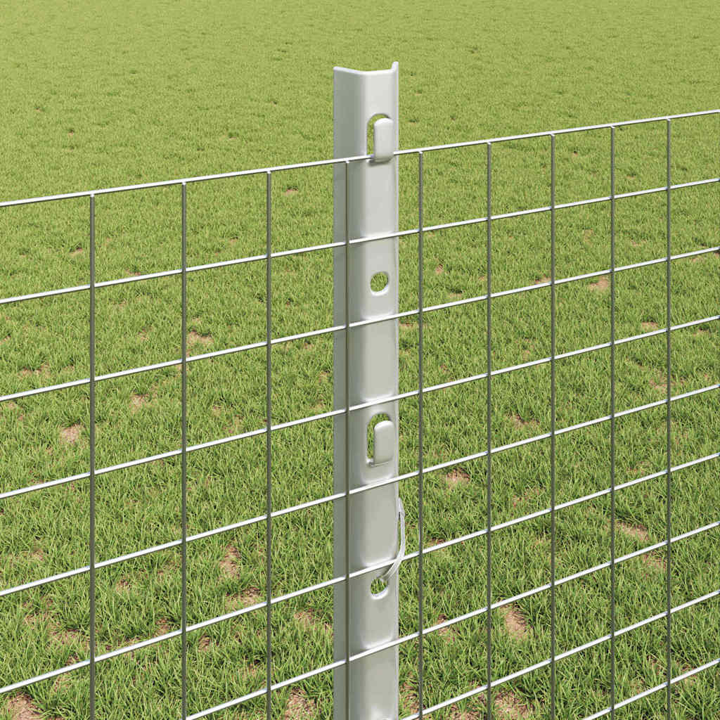 Zaun mit Pfosten Silber 1,2 x 10 m Stahl