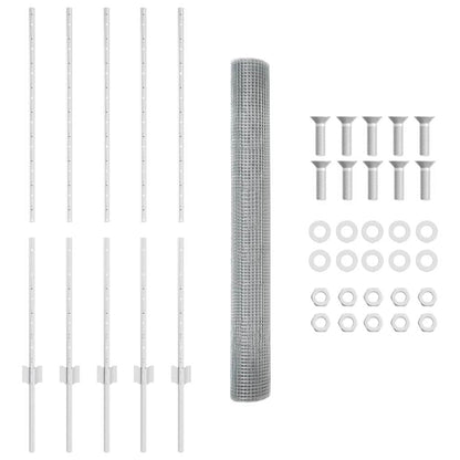 Zaun mit Pfosten Silber 1.2 x 10 m Stahl
