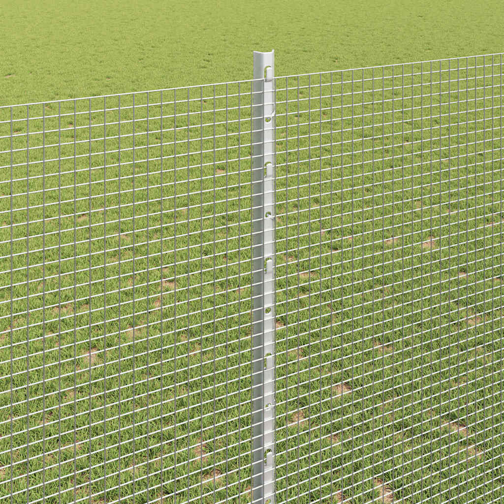 Zaun mit Pfosten Silber 1,4 x 10 m Stahl