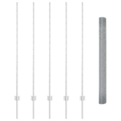 Zaun mit Pfosten Silber 1.4 x 10 m Stahl