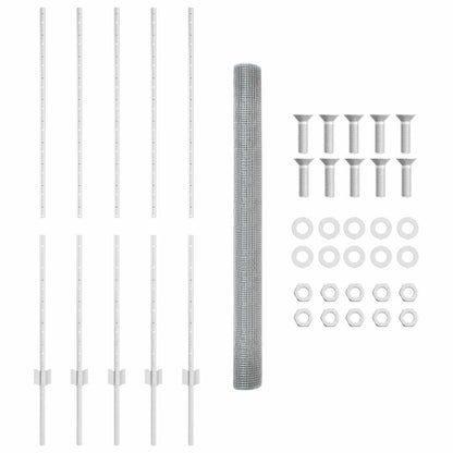 Zaun mit Pfosten Silber 1,4 x 10 m Stahl