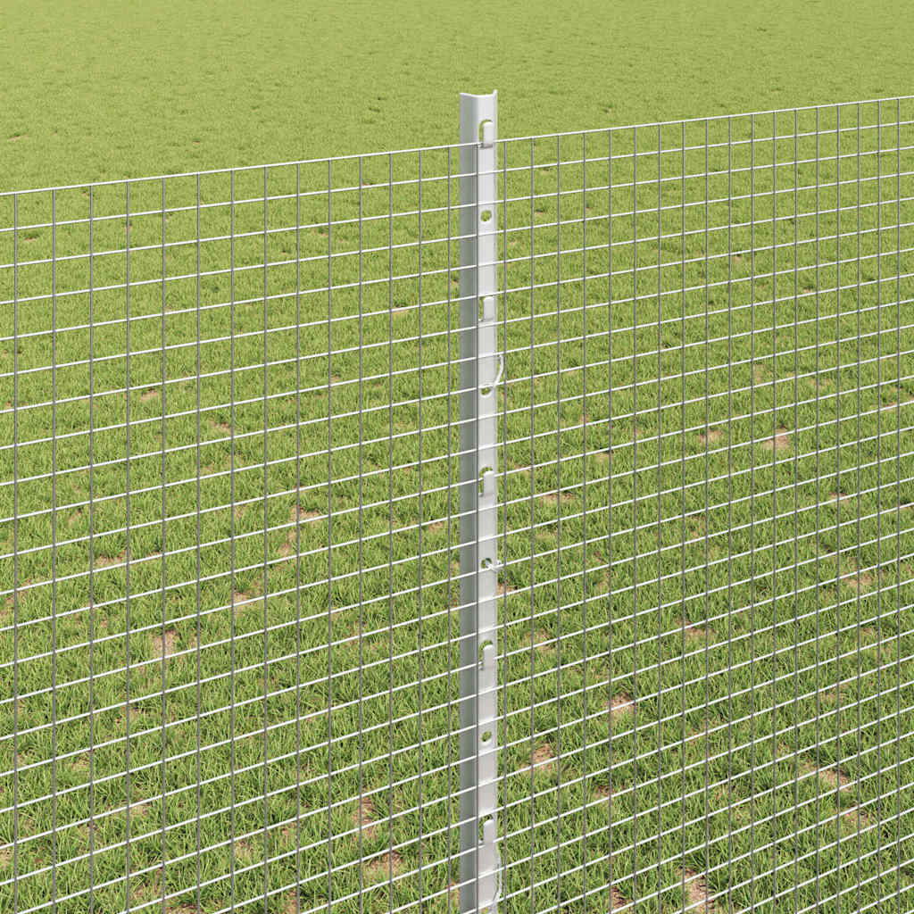 Zaun mit Pfosten Silber 1,4 x 10 m Stahl
