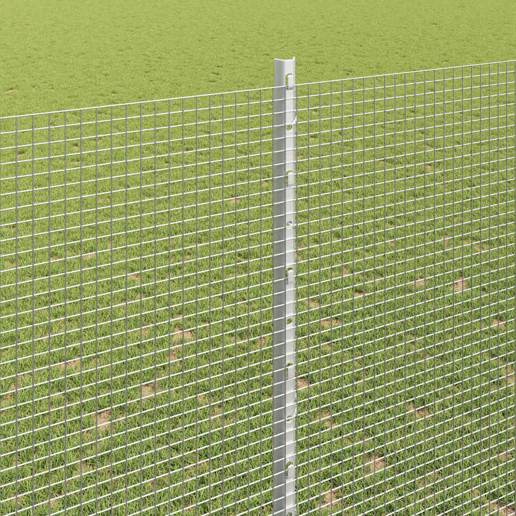 Zaun mit Pfosten Silber 1,5 x 10 m Stahl