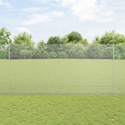 Zaun mit Pfosten Silber 1.5 x 10 m Stahl