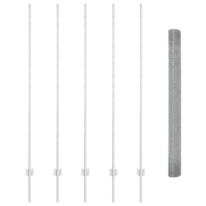 Zaun mit Pfosten Silber 1.5 x 10 m Stahl