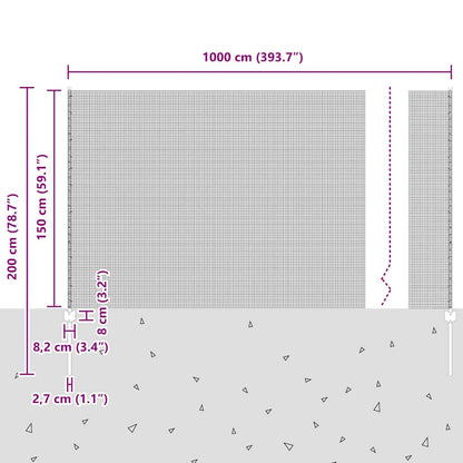 Zaun mit Pfosten Silber 1.5 x 10 m Stahl
