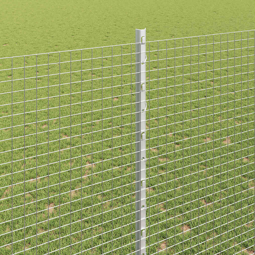 Zaun mit Pfosten Silber 1,5 x 10 m Stahl