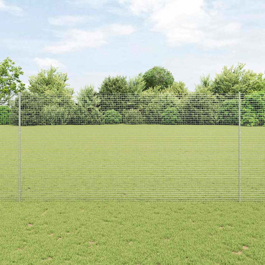 Zaun mit Pfosten Silber 1.5 x 10 m Stahl