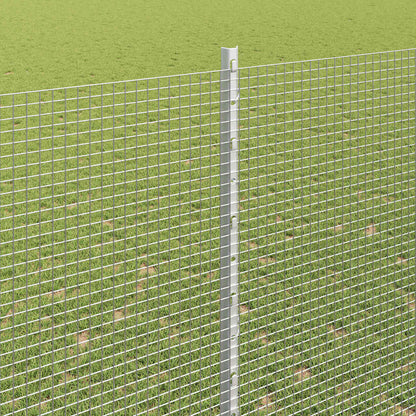 Zaun mit Pfosten Silber 1,6 x 10 m Stahl