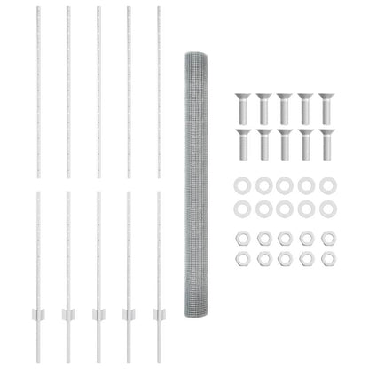 Zaun mit Pfosten Silber 1.6 x 10 m Stahl