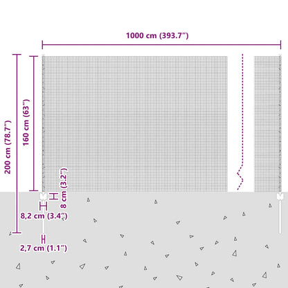 Zaun mit Pfosten Silber 1.6 x 10 m Stahl