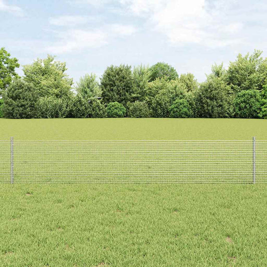 Zaun mit Pfosten Silber 0,4 x 25 m Stahl