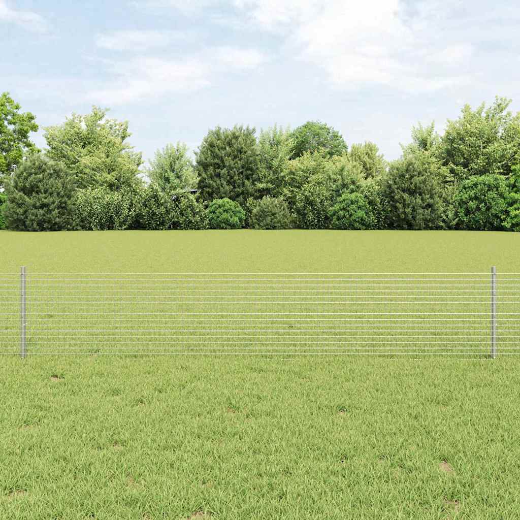 Zaun mit Pfosten Silber 0,4 x 25 m Stahl
