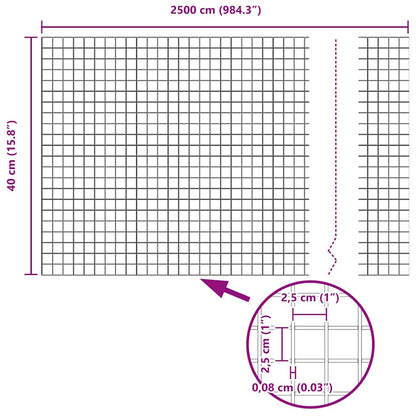 Zaun mit Pfosten Silber 0,4 x 25 m Stahl