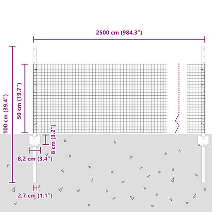 Zaun mit Pfosten Silber 0,5 x 25 m Stahl