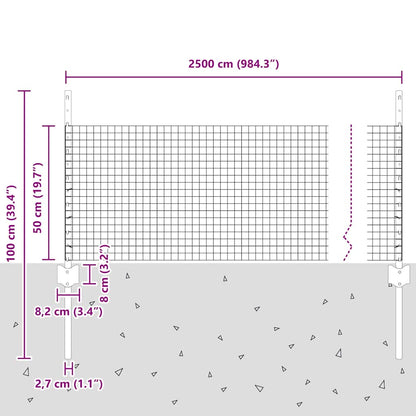 Zaun mit Pfosten Silber 0,5 x 25 m Stahl
