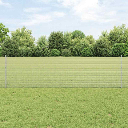 Zaun mit Pfosten Silber 0,6 x 25 m Stahl