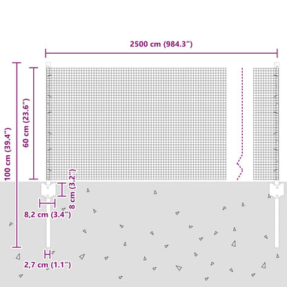 Zaun mit Pfosten Silber 0,6 x 25 m Stahl