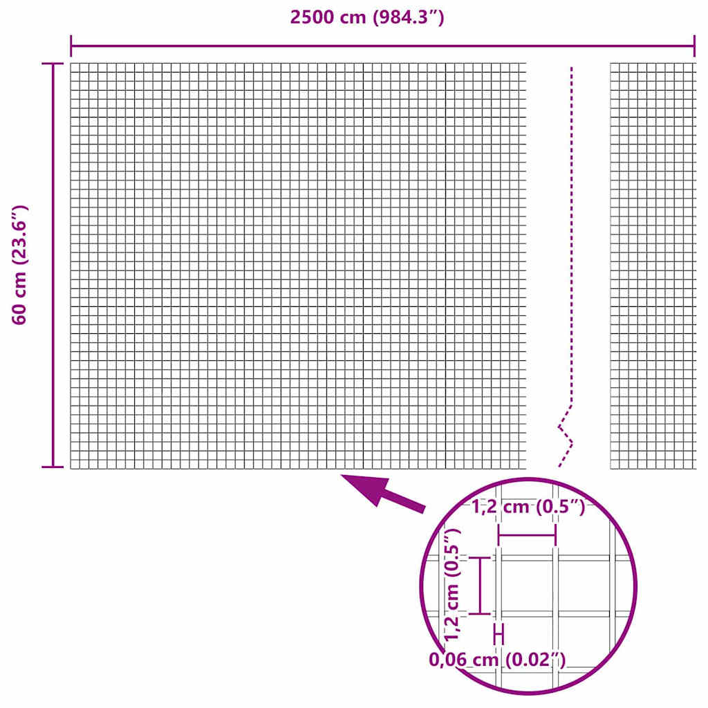 Zaun mit Pfosten Silber 0,6 x 25 m Stahl