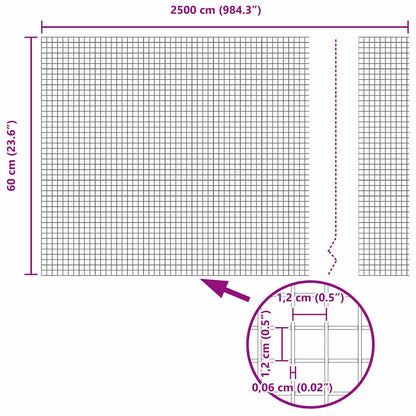 Zaun mit Pfosten Silber 0,6 x 25 m Stahl