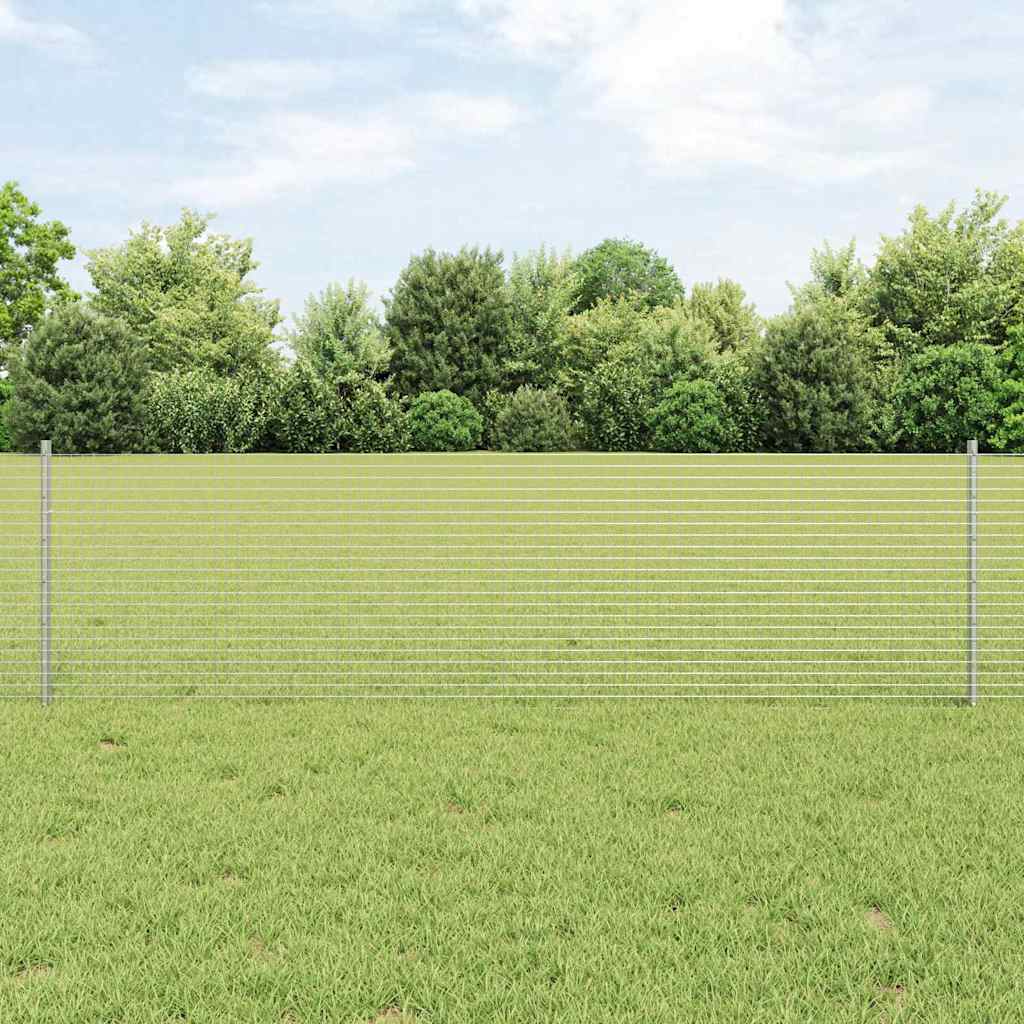 Zaun mit Pfosten Silber 0,6 x 25 m Stahl