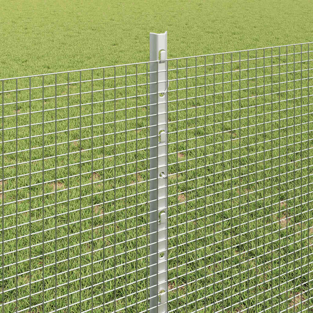 Zaun mit Pfosten Silber 0,8 x 25 m Stahl