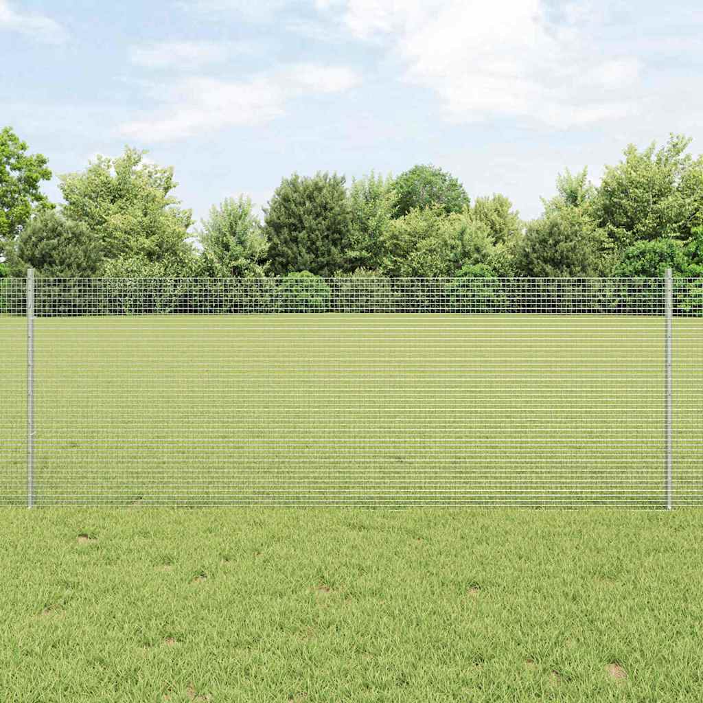 Zaun mit Pfosten Silber 0.8 x 25 m Stahl