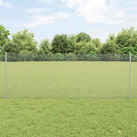 Zaun mit Pfosten Silber 0.8 x 25 m Stahl