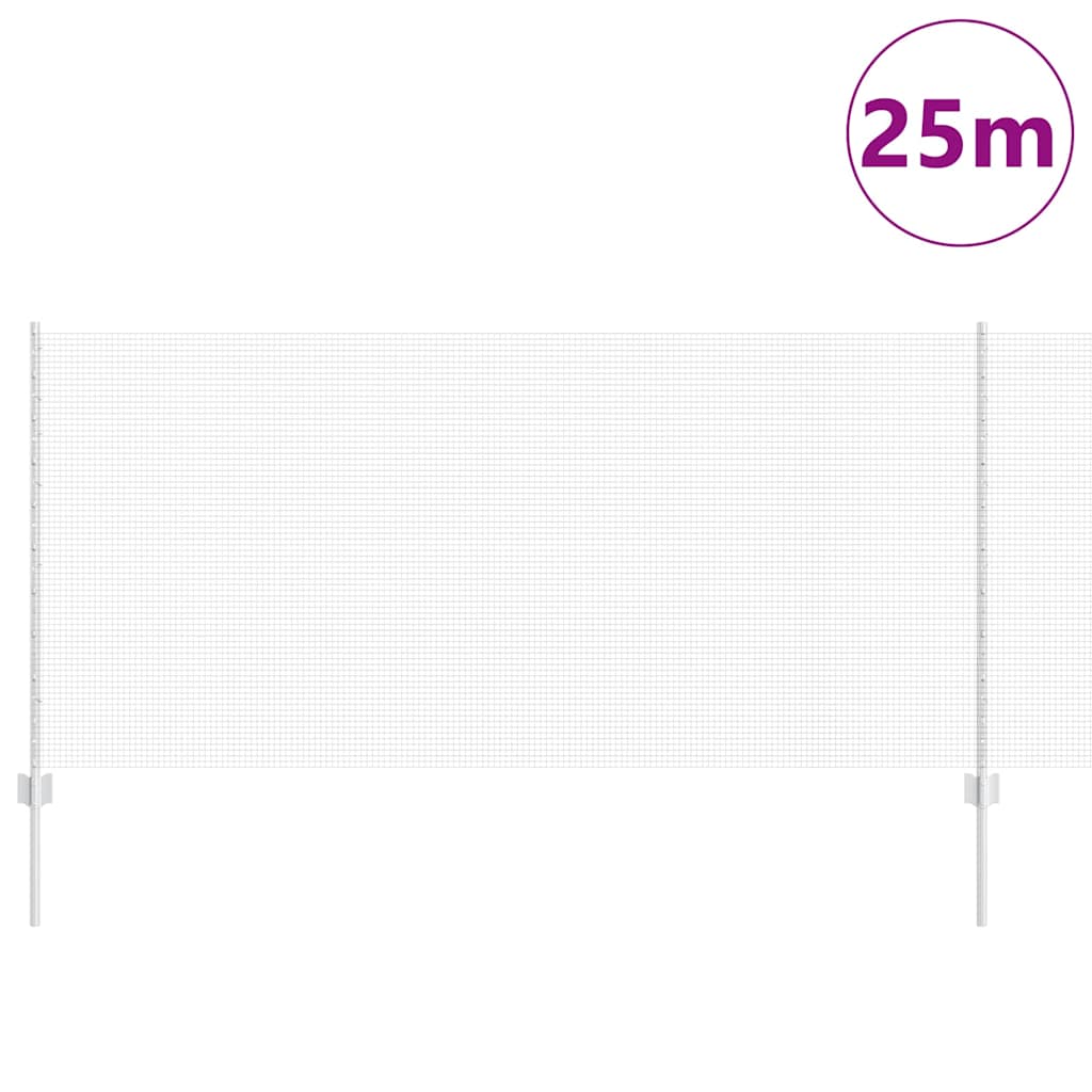 Zaun mit Pfosten Silber 1 x 25 m Stahl